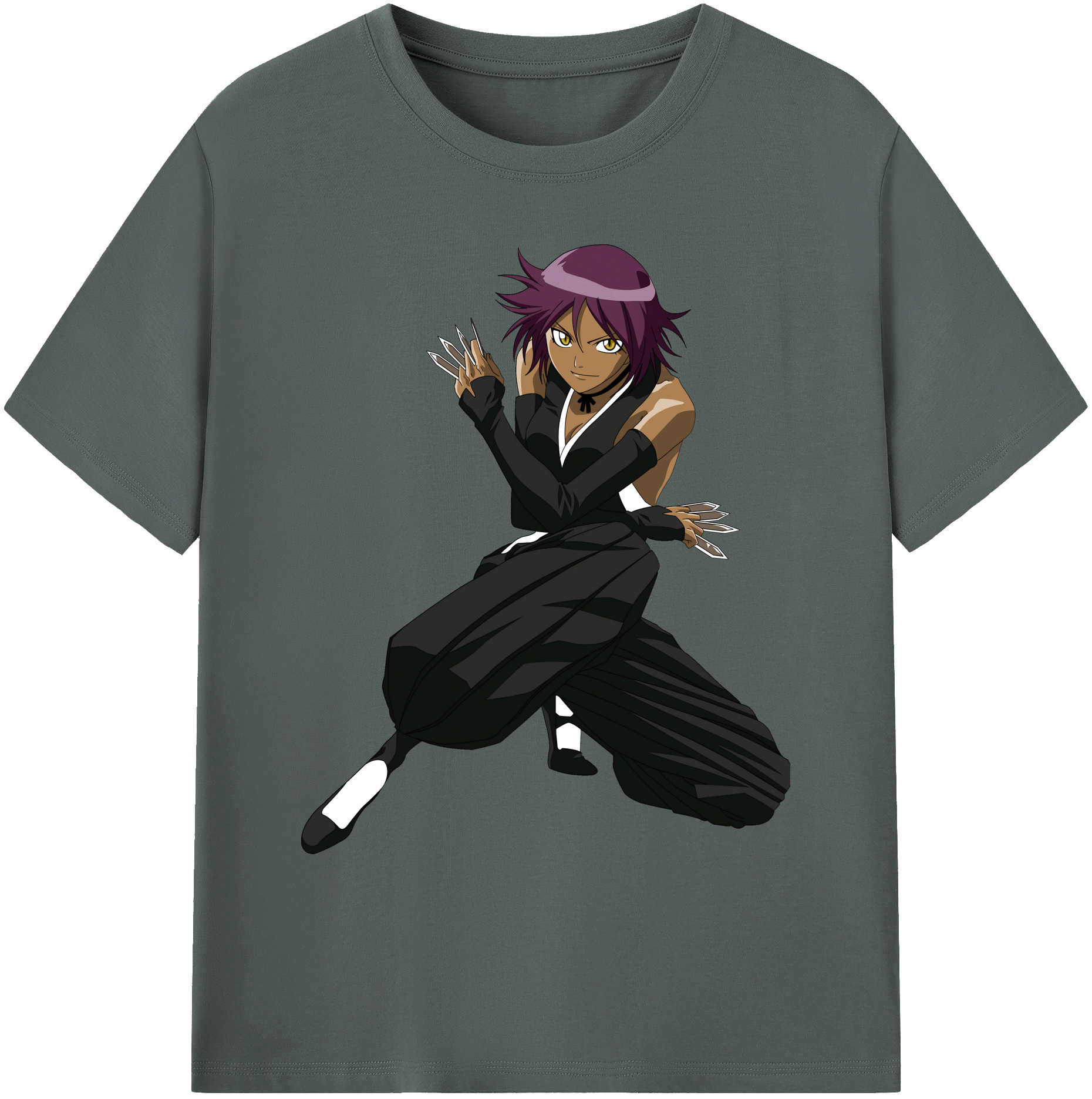 （画像用） ブリーチ 四楓院 夜一（しほういん よるいち） BLEACH Shihouin Yoruichi 綿100％ メンズ半袖Tシャツ｜肌触りやわらか＆通気性